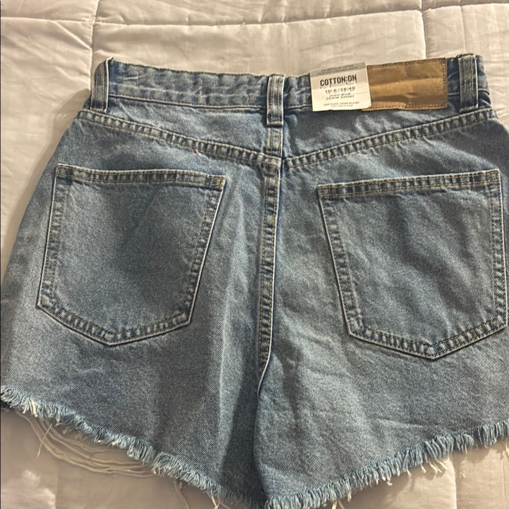 Cotton On Blue Jean Shorts Vintage-Inspired Frayed Hem
